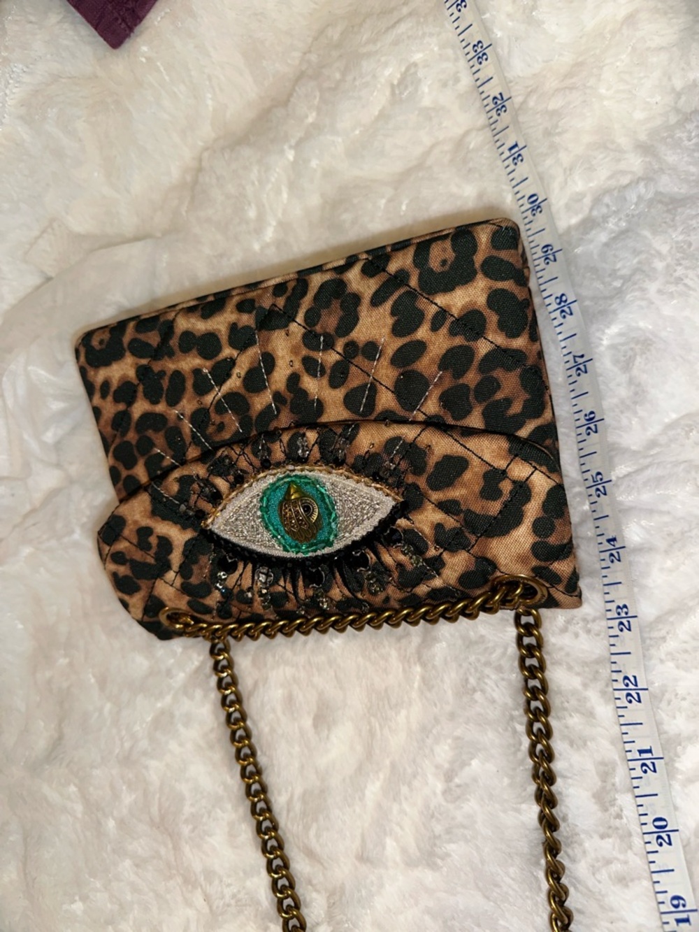 Kurt Geiger Leopard Print Mini Shoulder Bag with Embellished Eye - Picture 14 of 16